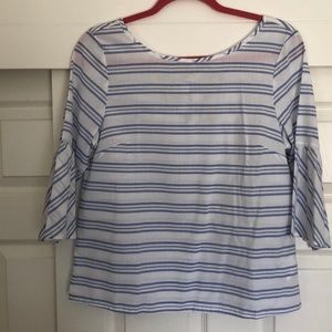 NWT! J Crew white with blue stripes tie back SZ 4